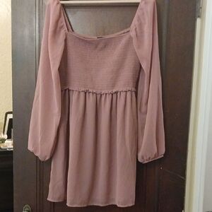 Elegant Mauve Long Sleeve Dress
